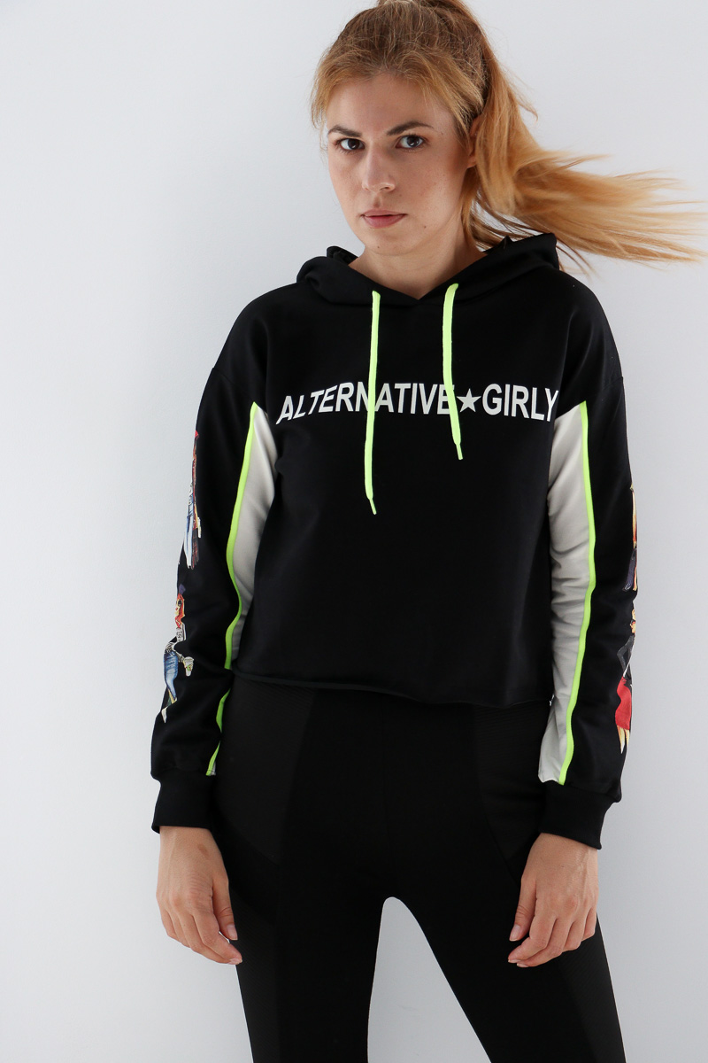 Суитшърт с връзка и щампа