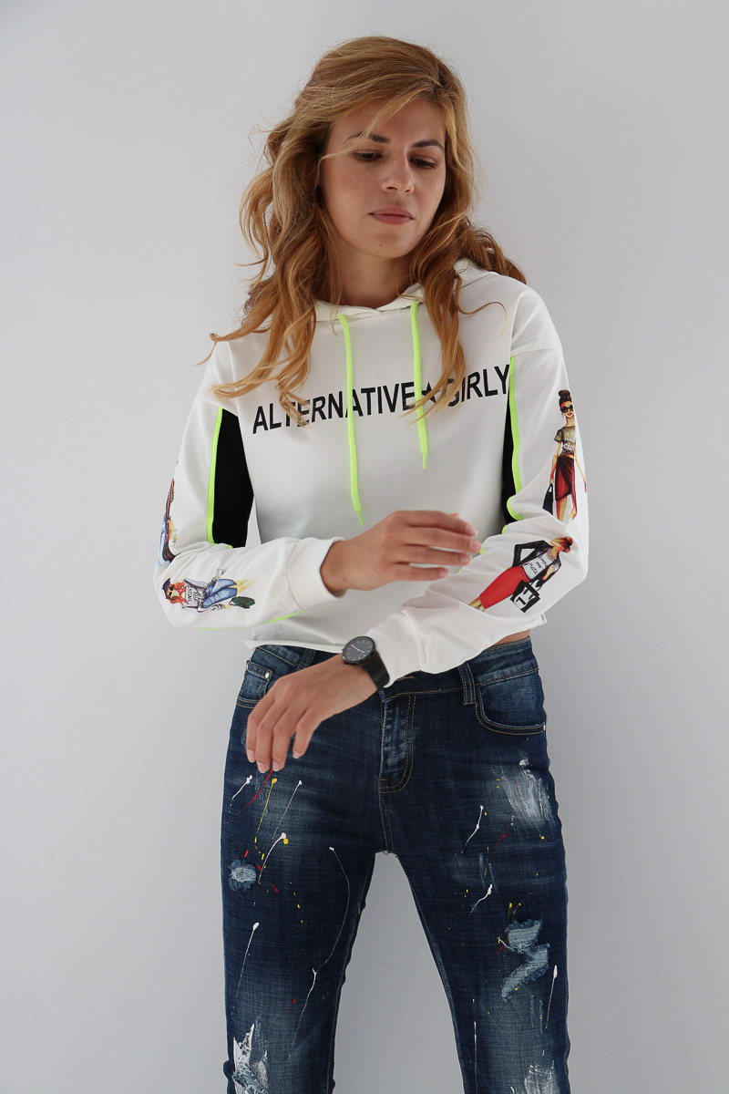 Суитшърт с връзка и щампа