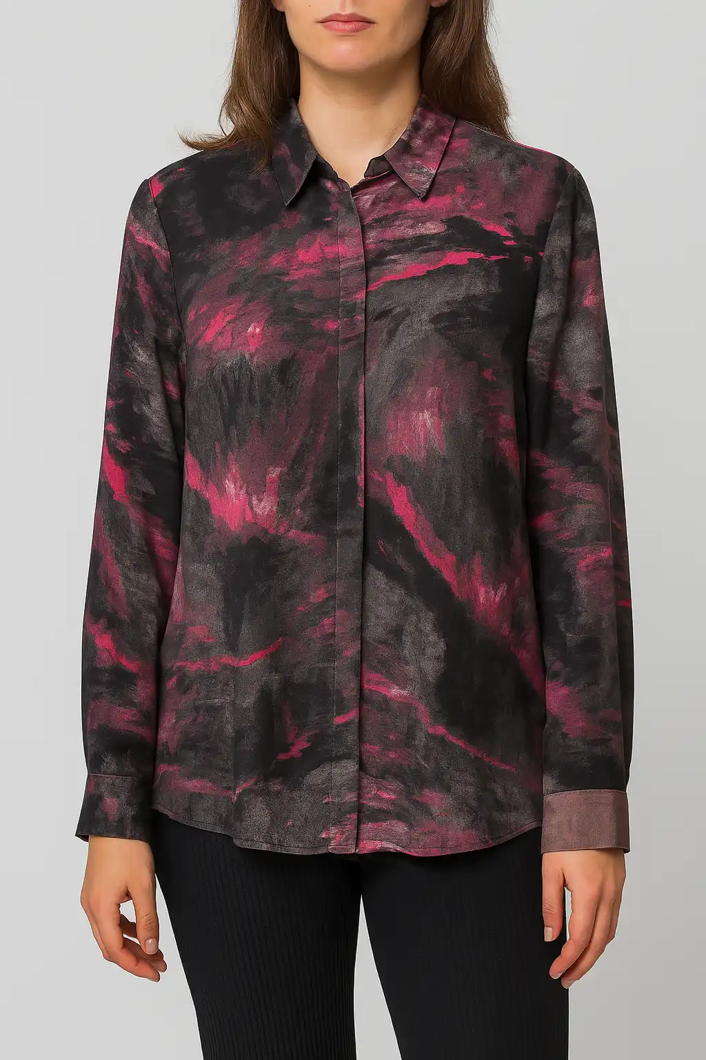 Риза с абстрактен принт в сиво и розово Toomy Live