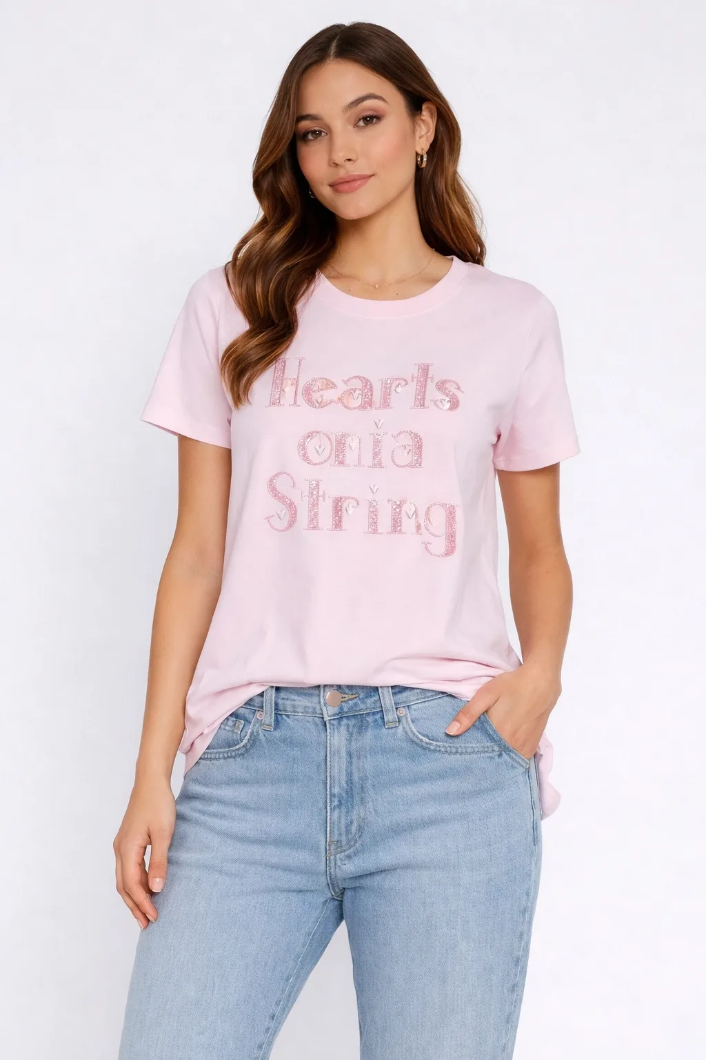 Розова тениска с надпис