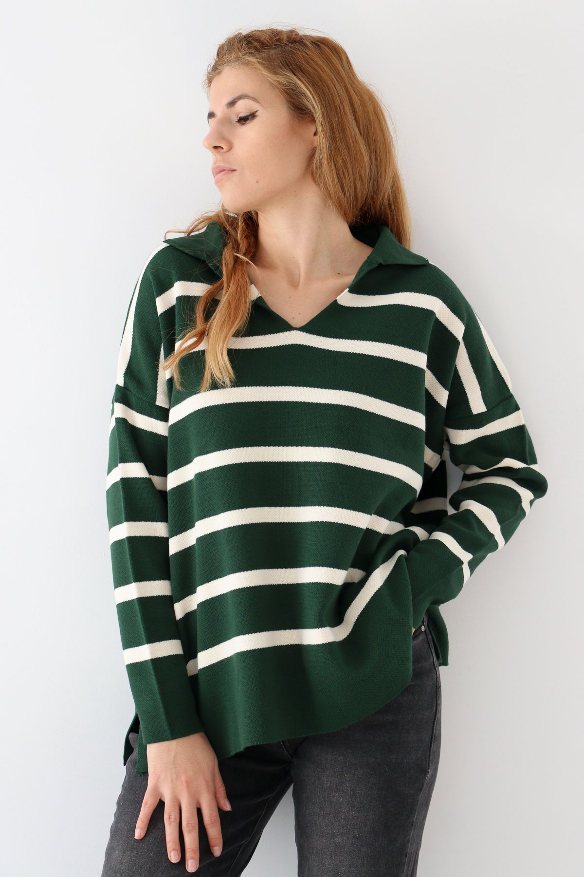 Блуза райе с яка MIXRAY