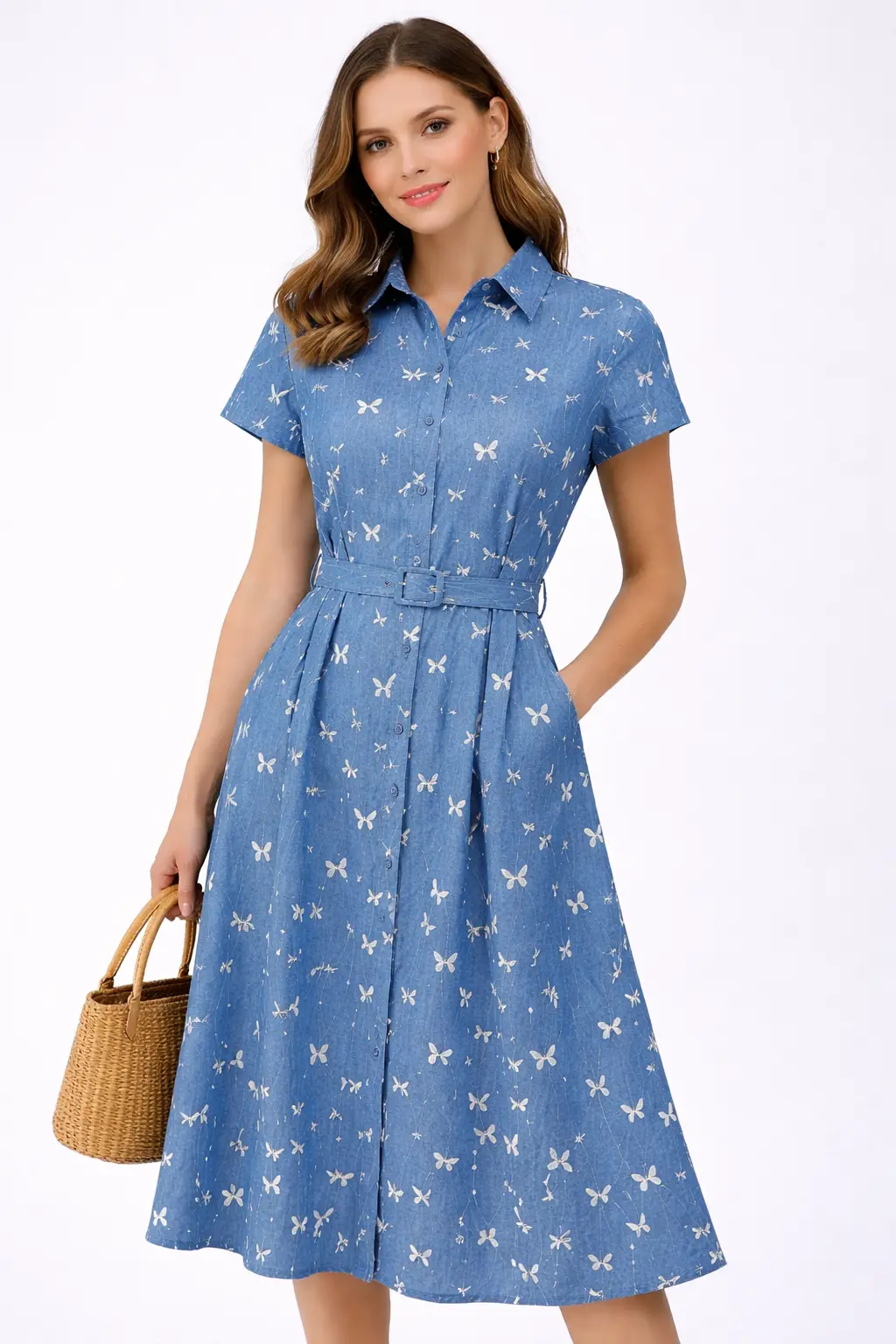 Рокля деним с пеперуди