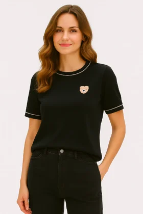 Плетена блуза с мече