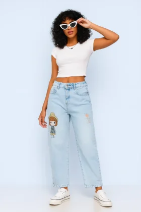 Дънки балон с бродерия