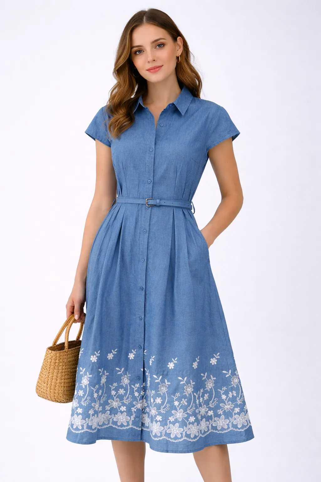 Рокля деним с бродерия
