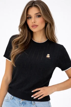 Плетена блуза с мече