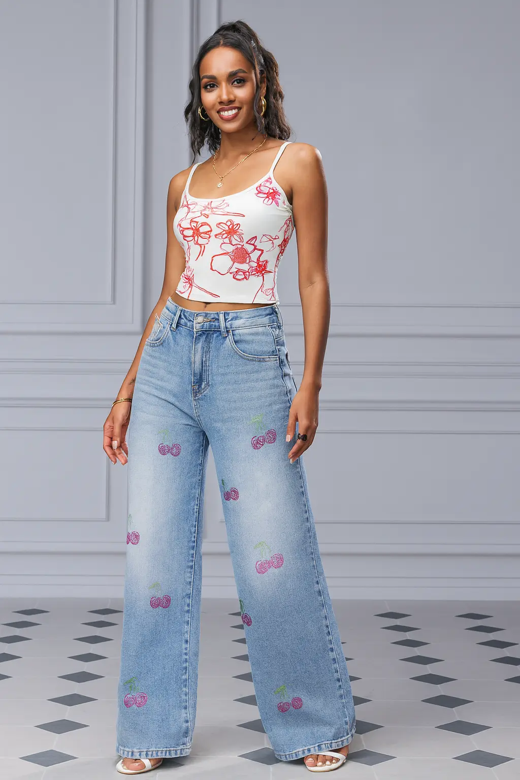 Прави дънки с черешки