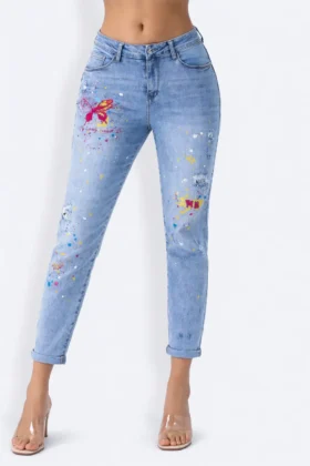 Дънки с пеперуда mom fit