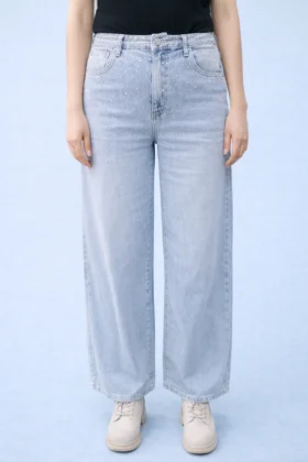 Дънки с камъни Wide Leg