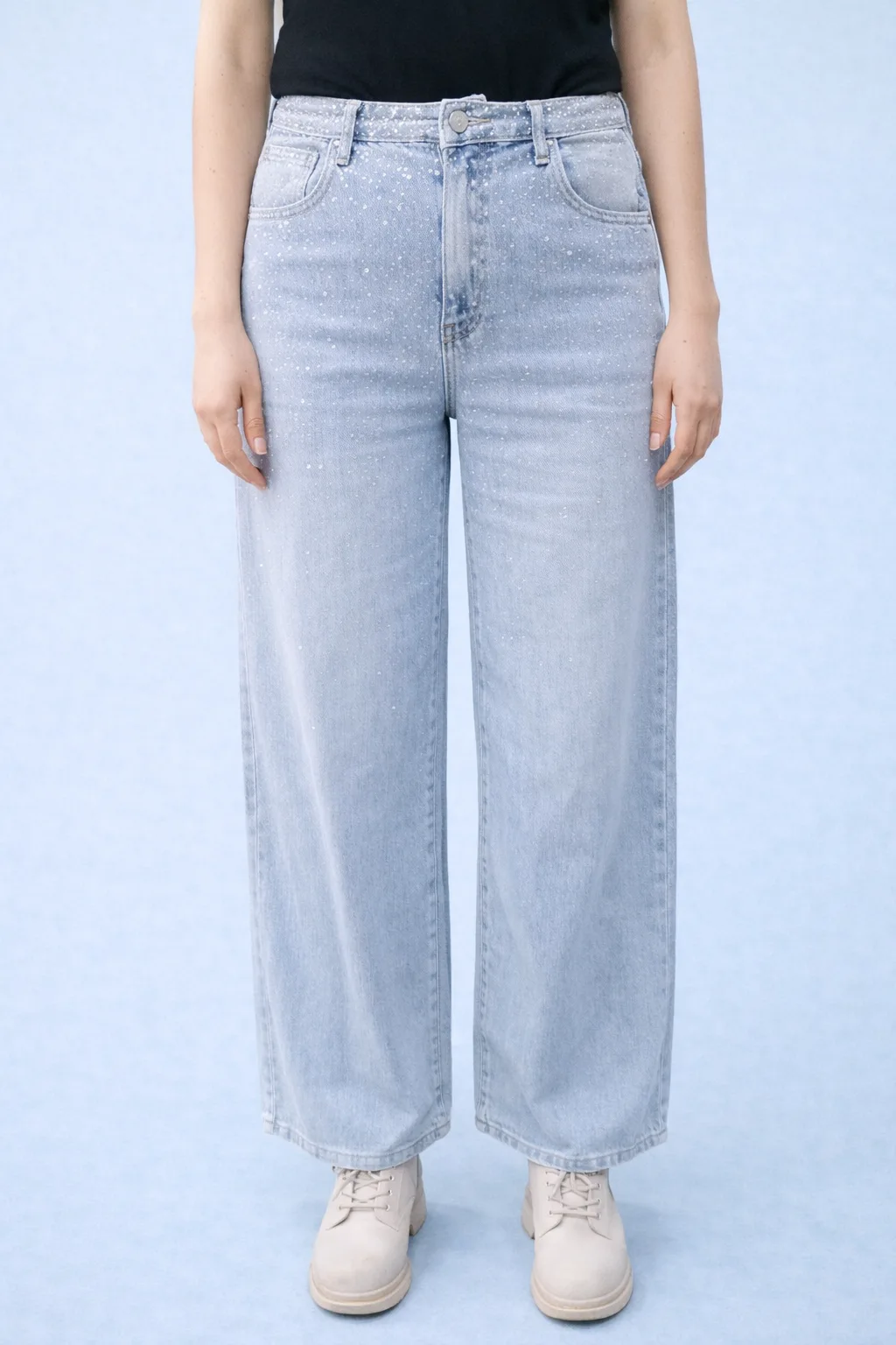 Дънки с камъни Wide Leg