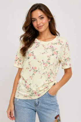 Жълта блуза с флорален принт