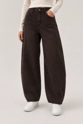 Тъмнокафяви дънки Balloon Fit