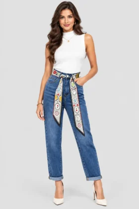 Дънки с бродерия Baggy fit