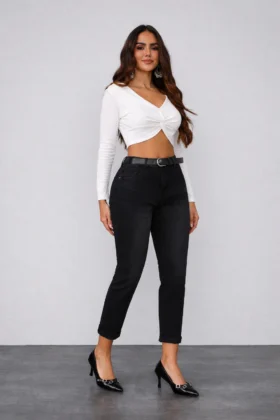Черни дънки MOM FIT