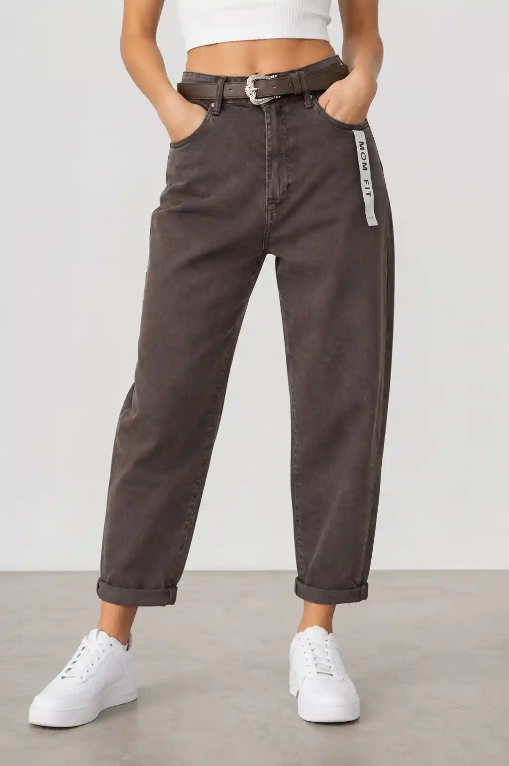 Кафяви дънки Mom Fit
