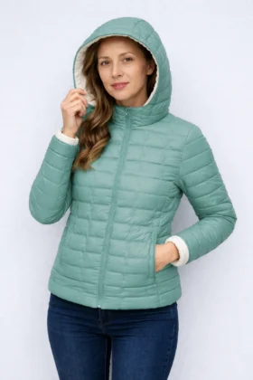 Тюркоазено яке 2 лица с качулка